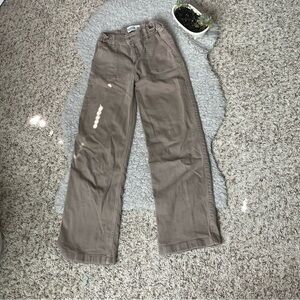 abercrombie kids high-rise wide leg pants in taupe